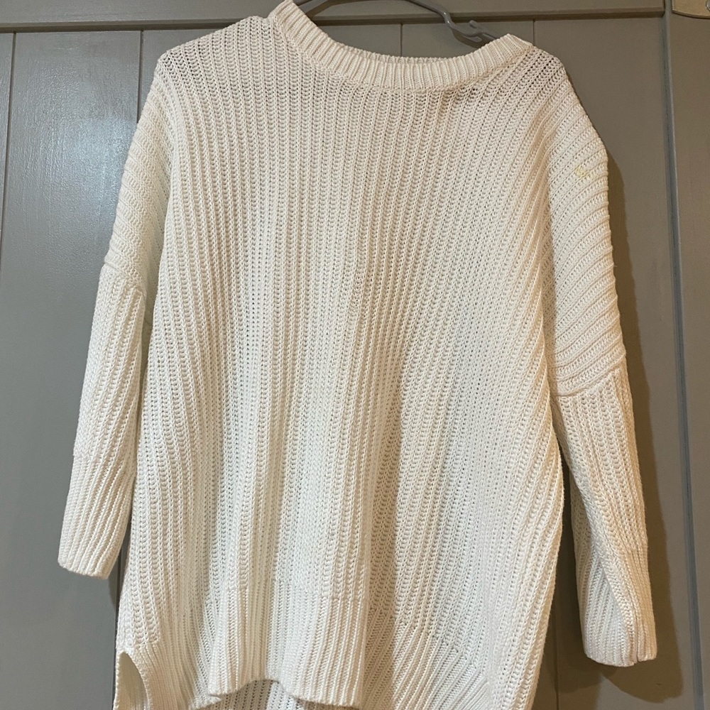 White Linen Blend Theory Sweater
